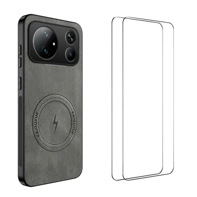  WANLONFENG for Honor Magic9 Super Edition 5G SD Series Magnetic Case Nappa Texture PC TPU Phone Cover with 2Pcs Screen Film - Grey
