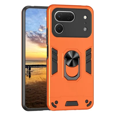 Für TECNO Spark 50 Pro 4G Hülle PC + TPU Sturzschutz-Handytasche mit Ring-Ständer - Orange