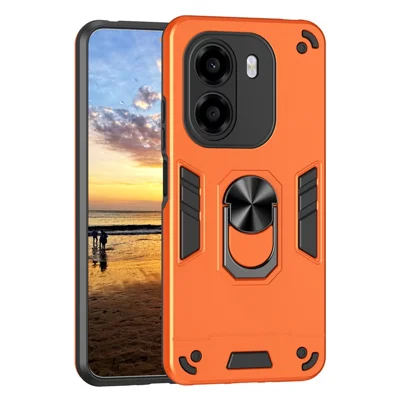 Capa para Honor X7e 4G / X6e 4G PC + TPU com Suporte de Anel Giratório e Proteção Contra Quedas - Laranja