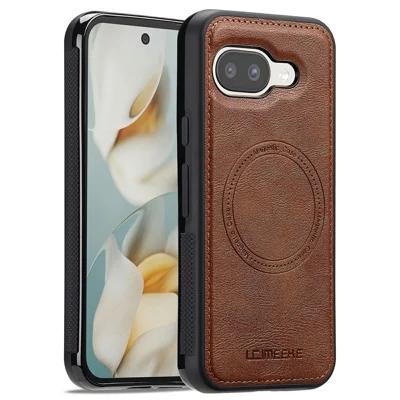 LC.IMEEKE For Google Pixel 11a Magnetic Case Leather+TPU Back Cover - Brown