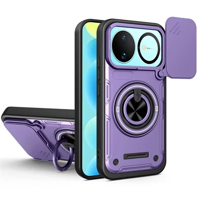 For Huawei nova 16 5G Magnetic Case Sliding Camera Cover TPU+PC Phone Cover with Rotating Kickstand - Purple