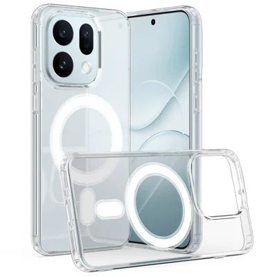  For Oppo Find X9 5G / Oppo Find X9s 5G / Oppo Find X10 E 5G Clear Phone Magnetic Case TPU + Acrylic Back Cover - Clear