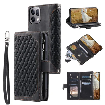 Für Oppo Find X10 E 5G Brieftaschenhülle PU-Leder-Handyhülle mit Handschlaufe - Schwarz