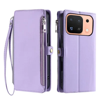 غطاء هاتف محفظة من TPU + جلد PU لجهاز Oppo Find X10 Pro Max 5G مع حزام معصمي - أرجواني