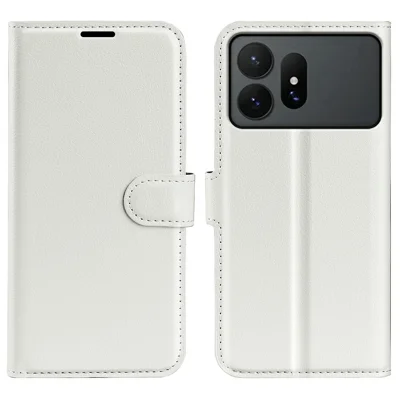 Funda tipo cartera con soporte para Samsung Galaxy S27 Ultra, carcasa de cuero resistente con textura de lichi, color blanco
