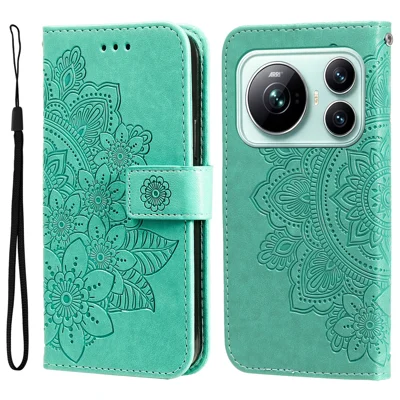  For Honor Magic9 5G Case Floral Pattern PU Leather Wallet Stand Phone Cover - Green