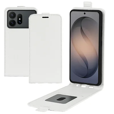Чехол для Samsung Galaxy S27 Ultra с кармашком для карт, вертикальный флип-чехол из кожзаменителя - белый