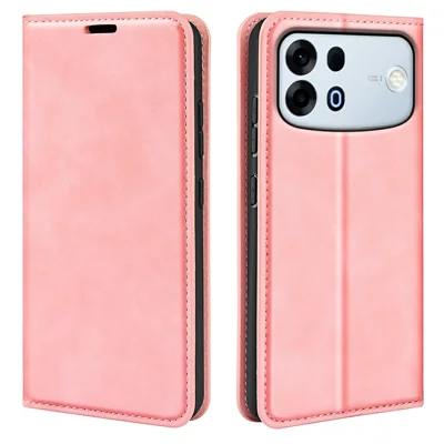 För Oppo A7 Pro Max 5G låda Hudtouch-läderplånbok Telefonhölje - Rosa