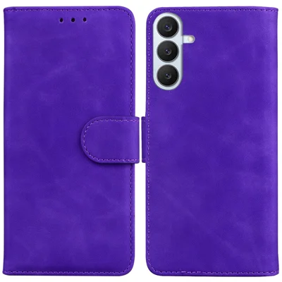 For Samsung Galaxy S27+ Case Solid Color Leather Wallet Phone Cover - Purple