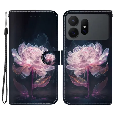 For Samsung Galaxy S27 Ultra Wallet Phone Case Anti-Drop Pattern Printing Leather Flip Cover with Strap - Purple Peony