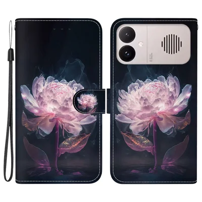 For Xiaomi Redmi K90 Max 5G / K90 Ultra 5G Wallet Phone Case Anti-Drop Pattern Printing Leather Flip Cover with Strap - Purple Peony