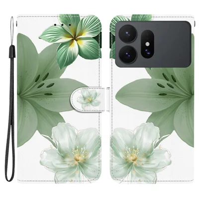 For Samsung Galaxy S27 Pro Case Pattern Printing PU Leather Wallet Flip Stand Phone Cover with Wrist Strap - Cyan Lily
