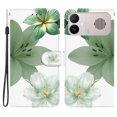 For Xiaomi Redmi K90 Max 5G  /  K90 Ultra 5G Case Pattern Printing PU Leather Wallet Flip Stand Phone Cover with Wrist Strap - Cyan Lily