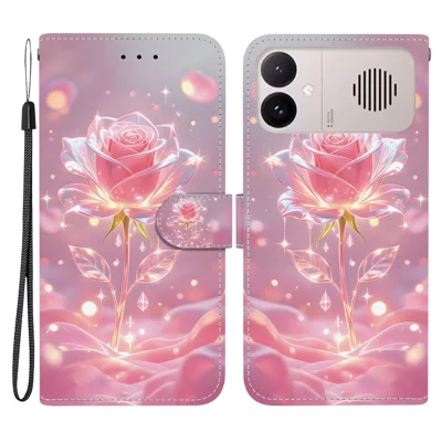For Xiaomi Redmi K90 Max 5G / K90 Ultra 5G Wallet Case Flip Stand Pattern Printing PU Leather Phone Cover with Wrist Strap - Starlight Rose