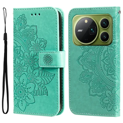  For Honor Magic9 Pro Max 5G Case Floral Pattern PU Leather Wallet Stand Phone Cover - Green