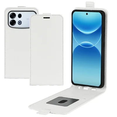Fodral för Oppo A7 Pro Max 5G med kortsäck vertikalt vikbar läderhölse - Vit