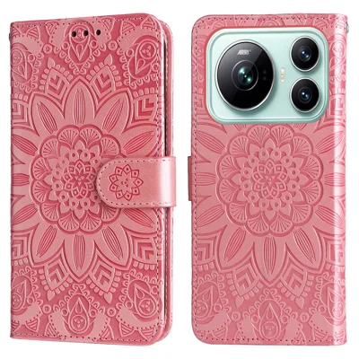  For Honor Magic9 5G Case Sunflower Imprint Leather Wallet Phone Cover - Pink