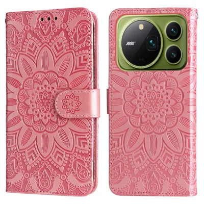  For Honor Magic9 Pro Max 5G Case Sunflower Imprint Leather Wallet Phone Cover - Pink