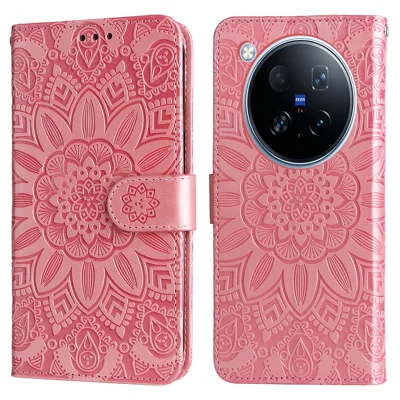  For vivo X500 Pro Max 5G Case Sunflower Imprint Leather Wallet Phone Cover - Pink
