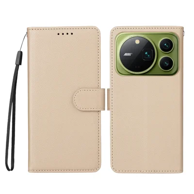  For Honor Magic9 Pro Max 5G Case RFID Blocking 3 Card Slots PU Leather Phone Cover with Wrist Strap - Creamy White