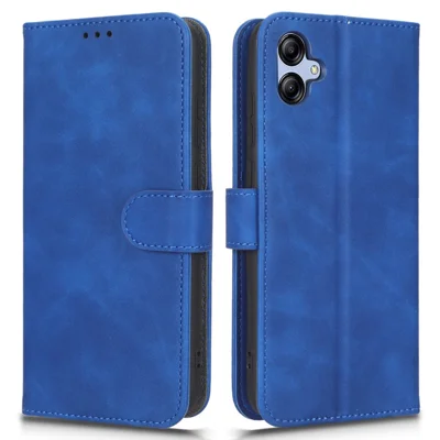 Für Samsung Galaxy A04e 4G / F04 4G / M04 4G Hautgefühl-Handytasche mit Brieftasche, Ständer, Flip aus PU-Leder+TPU, kratzfeste Handyhülle - Blau