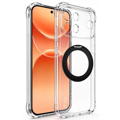  IMAK for Oppo A7 Pro Max 5G Case Magnetic Rotating Kickstand Airbag Shockproof Soft TPU Phone Cover - Black