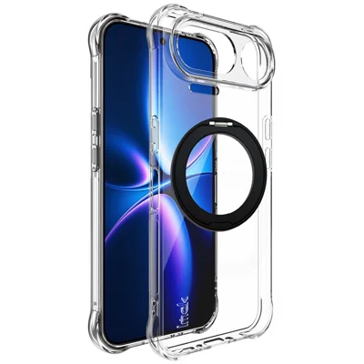 IMAK für ZTE nubia NaviX Ultra 5G Hülle Magnetische Drehständer Airbag Stoßfest Weiche TPU Handyhülle - Schwarz