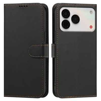 Pour ZTE nubia A57 Pro 4G / ZTE Nubia A57 4G Étui en Cuir Portefeuille Support Couleur Unie Anti Chute Housse de Téléphone - Noir