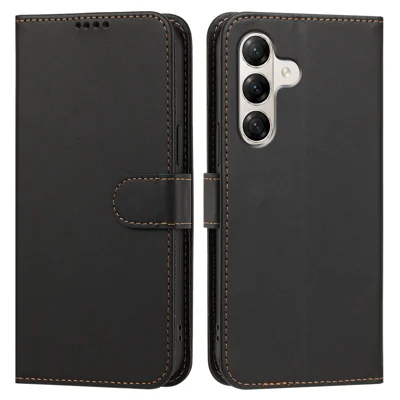 Til ZTE nubia A77 4G Læderetui Wallet Ståplade Enfarvet Håndteringsfastdækning - Sort