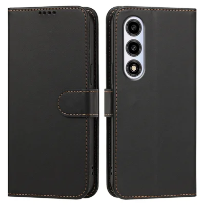 Til ZTE nubia A77 5G Læderetui Wallet Ståplads Solid Farve Anti Drop Telefonbeskyttelse - Sort