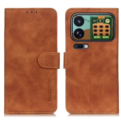 KHAZNEH for Xiaomi 18 Pro Max Case PU Leather Retro Texture Phone Cover - Brown