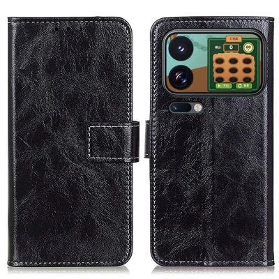 For Xiaomi 18 Pro Max Case Wallet Leather Phone Cover Crazy Horse Texture - Black