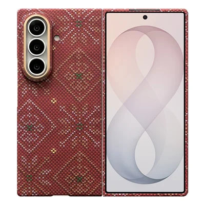 Чехол для Samsung Galaxy Z Fold8 Ultra с магнитной застежкой, из арамидного волокна с узором китайского узла, складной чехол с передней рамкой - красный