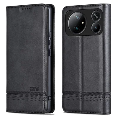 AZNS For Honor Magic9 Super Edition 5G Phone Case Cowhide Texture PU Leather Wallet Phone Cover - Black