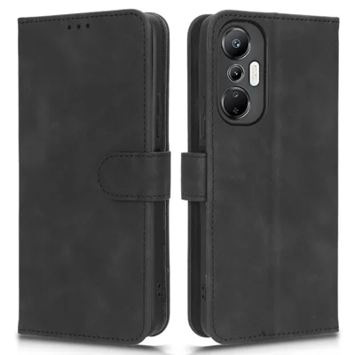 Phone Flip Wallet Case For Infinix Hot 20 4G PU Leather Cell Phone Cover Stand - Black