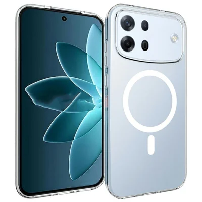 For Oppo A7 Pro Max 5G Magnetic Case Watermark-Resistant TPU Phone Back Cover - Transparent
