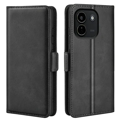 For Xiaomi Poco X8 Power 5G Case Calf Texture Leather Wallet Phone Cover - Black