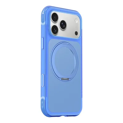 For iPhone 18 Pro Max / 17 Pro Max Magnetic Case Rotary Ring Kickstand PC + TPU Phone Cover - Blue