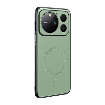 For Honor Magic9 Pro Max 5G Magnetic Case Leather Coated TPU + PC Phone Cover - Green