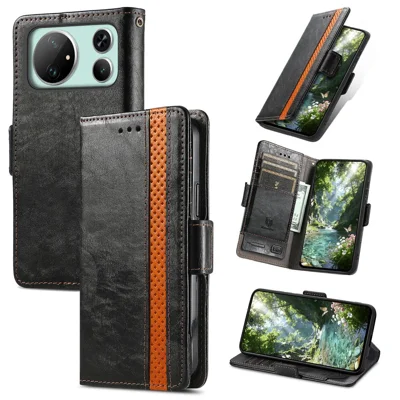 CASENEO for Honor Magic9 Super Edition 5G Phone Cases PU Leather Cover Stand with RFID Blocking Wallet - Black