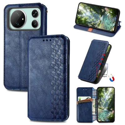 For Honor Magic9 Super Edition 5G Case Rhombus Imprint PU Leather Wallet Phone Cover - Blue