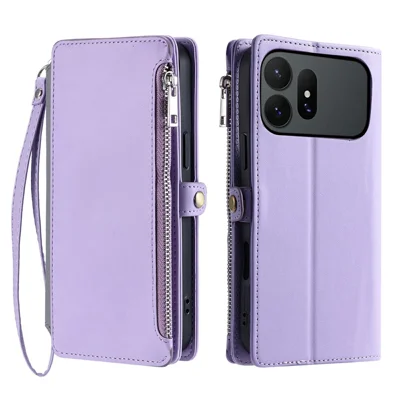 Til Samsung Galaxy S27 Pro Case TPU + PU Læder Wallet Telefonbeskyttelse med Håndledsrem - Lilla