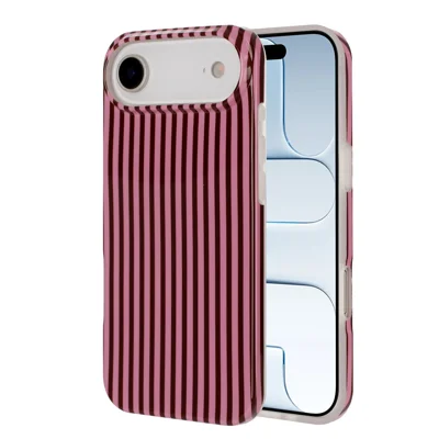  For iPhone Air TPU Case IMD Burgundy Series Glossy Anti Drop Phone Back Cover - Vertical Pink Stripes