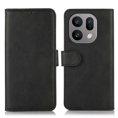 Für Oppo Find X10 E 5G / X9 5G Hülle Rindsleder-Optik Ledertasche mit Ständer - Schwarz