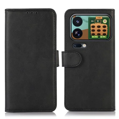 For Xiaomi 18 Pro Max Case Cowhide Texture Leather Wallet Phone Cover with Stand - Black