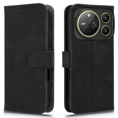 For Honor Magic9 Pro Max 5G Leather Case Skin Feel Anti Drop Wallet Stand Flip Phone Cover - Black