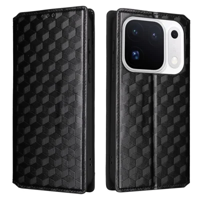 Oppo Find X10 Pro Max 5G hoesje portemonnee Ruitpatroon geïmprimeerd PU leer telefoonhoes - Zwart