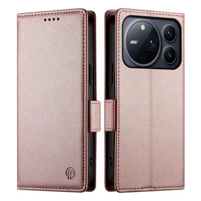 For Honor Magic9 Pro Max 5G Stand Case PU Leather Wallet Phone Cover - Rose Gold