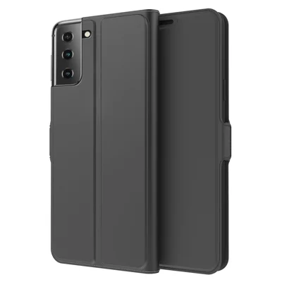 Coque de téléphone portable avec support pour Samsung Galaxy S23+, housse de protection rabattable anti-chute en cuir PU + TPU avec porte-cartes - Noir