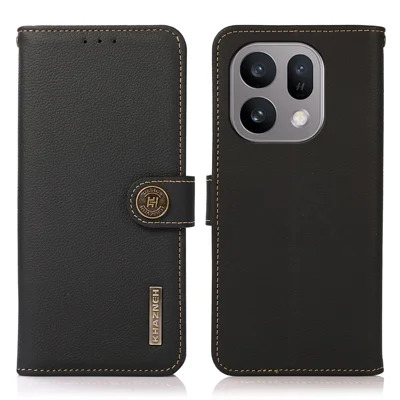 KHAZNEH pour Oppo Find X10 E 5G / X9 5G, étui en véritable cuir de vache, protection RFID, housse portefeuille pour téléphone - Noir